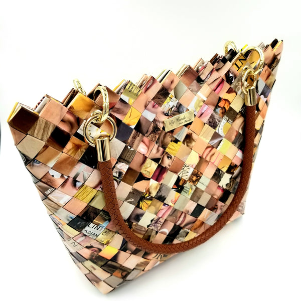 "MARA" Handmade Magazine Tote Bag Brown - By Hands from Claudia