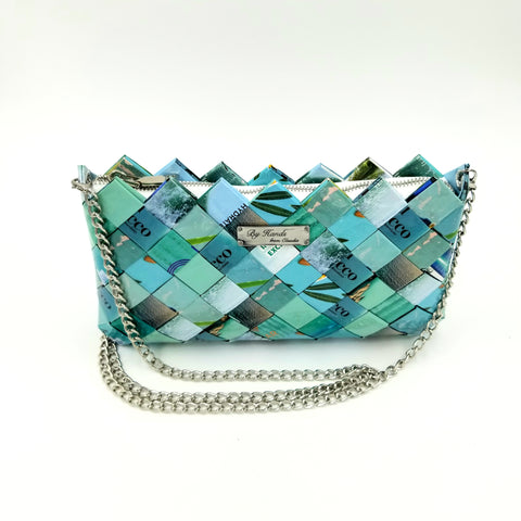 "IRIS" Purse with Silver Chain Turquoise - By Hands from Claudia