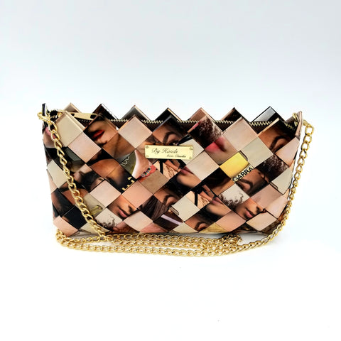 "IRIS" Purse with Gold Chain-Brown - By Hands from Claudia