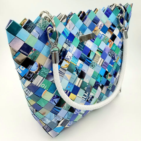 "MARA" Handmade Magazine Tote Bag Blue - By Hands from Claudia