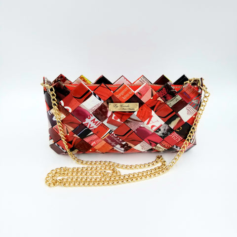 "IRIS" Purse with Gold Chain Red - By Hands from Claudia