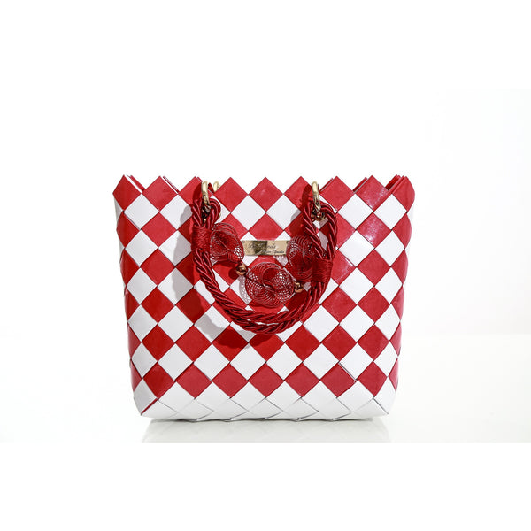 "CLARA" Unique Handmade Handbag Red&White - By Hands from Claudia