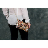"IRIS" Purse with Gold Chain-Brown - By Hands from Claudia